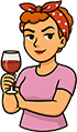 Woman holding a glass of wine.